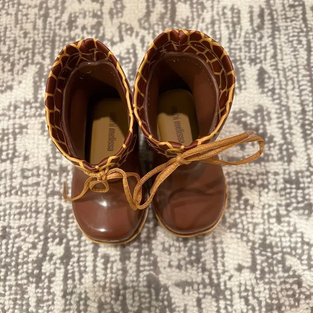 NIB Mini Melissa Yellow/Brown Rainboots II Toddler girl size 5